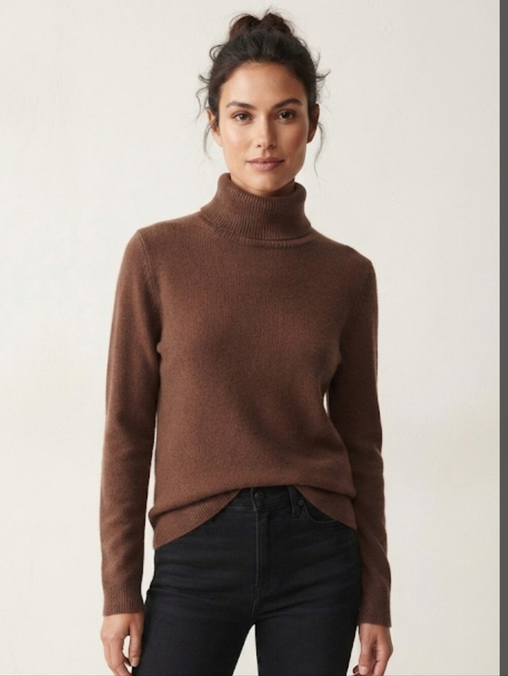 Debbie Morgan Women's Brown Acrylic Turtleneck Sweater Size Large